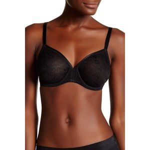 LE MYSTERE Whisper Sheer Lace Non-Padded Underwire Bra Black 38C NEW